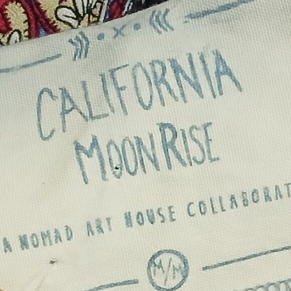 WOMENS CALIFORNIA MOONRISE TUNIC DRESS, NAVY WITH FLORAL DESIGN, SIZE MED, BOHO - Picture 6 of 6